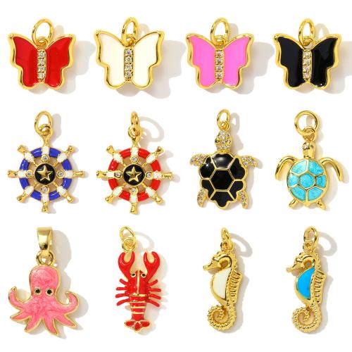 Rhinestone Brass Hängen, Mässing, guldfärg pläterade, DIY & emalj & med strass, fler färger för val, nickel, bly och kadmium gratis, 3PC/Bag, Säljs av Bag