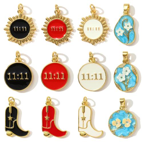 Rhinestone Brass Hängen, Mässing, plated, DIY & emalj & med strass, fler färger för val, nickel, bly och kadmium gratis, 3PC/Bag, Säljs av Bag
