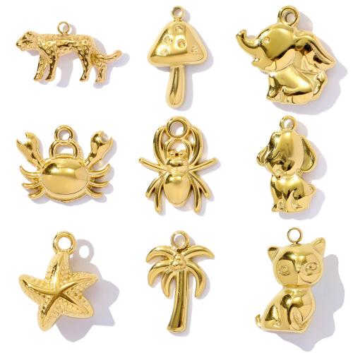 Stainless Steel Pendants 304 Stainless Steel gold color plated DIY golden Sold By Bag