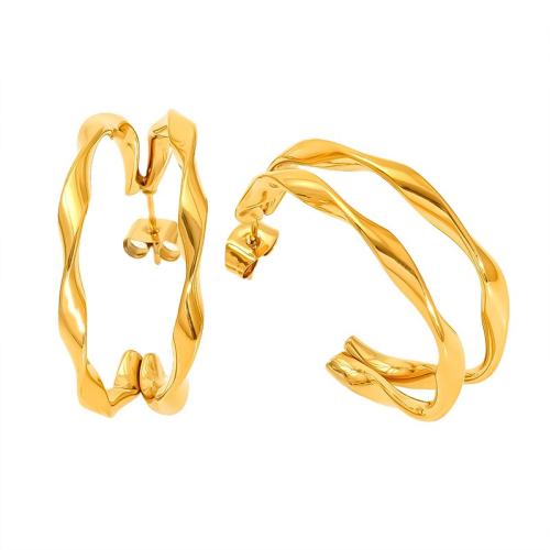 Nerezová ocel náušnice, 304 Stainless Steel, 18K pozlacené, různé styly pro výběr & pro ženy & dutý, Prodáno By PC