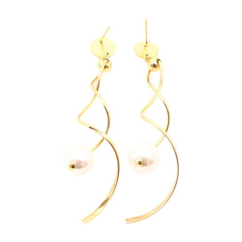 Prás Buail Earring, le Pearl Fionnuisce, jewelry faisin & do bhean, órga, 81x15x13mm, Díolta De réir Péire