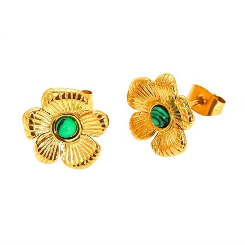 Brincos de garanhão de aço inoxidável, Aço inoxidável 304, with turquesa, 18K banhado a ouro, joias de moda & Vario tipos a sua escolha & para mulher, vendido por par