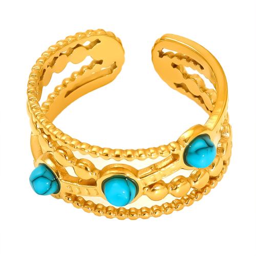 Rozsdamentes acél Finger Ring, 304 rozsdamentes acél, 18K aranyozott, különböző stílusokat a választás & a nő & üreges, Által értékesített PC
