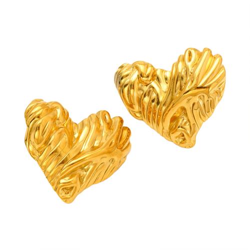 Stainless Steel Stud Øreringe, 304 rustfrit stål, Heart, 18K forgyldt, mode smykker & forskellige stilarter for valg & for kvinde, Solgt af par