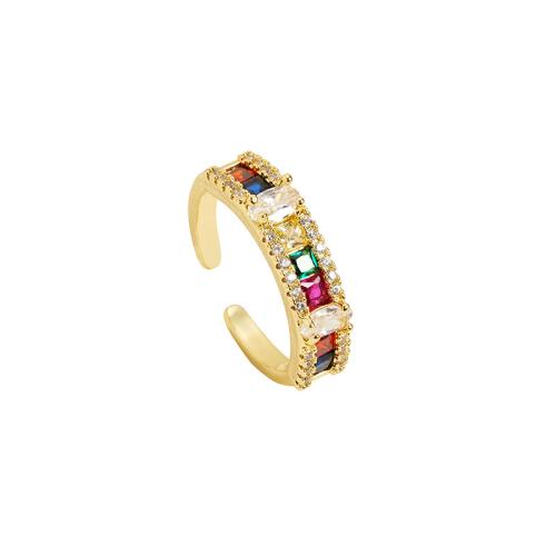 Prás Finger Ring, 18K ór plátáilte, jewelry faisin & micrea réiteach zirconia ciúbach & do bhean, Díolta De réir PC