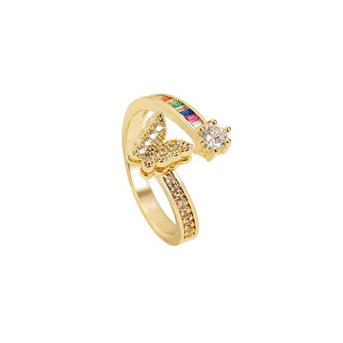Anel de latão, cobre, 18K banhado a ouro, joias de moda & micro pavimento em zircônia cúbica & para mulher, Inner diameter :18mm, vendido por PC