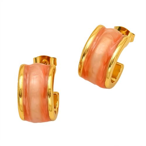 Stainless Steel Stud Øreringe, 304 rustfrit stål, 18K forgyldt, mode smykker & for kvinde & emalje, flere farver til valg, Solgt af par