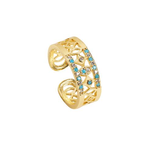 Anel de latão, cobre, 18K banhado a ouro, micro pavimento em zircônia cúbica & para mulher & vazio, Inner diameter :17mm; wide:7mm., vendido por PC