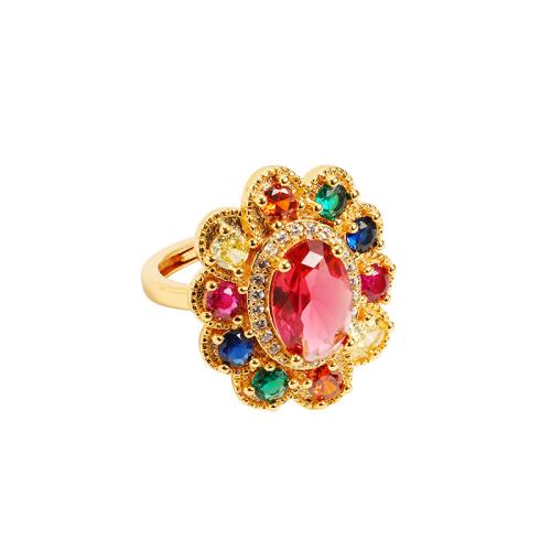 Anel de latão, cobre, 18K banhado a ouro, joias de moda & micro pavimento em zircônia cúbica & para mulher, Inner diameter :17mm, vendido por PC