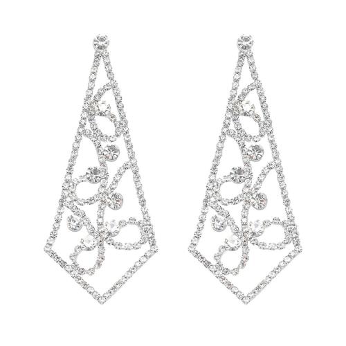 Messing Drop ørering, mode smykker & for kvinde & med rhinestone, flere farver til valg, Solgt af par