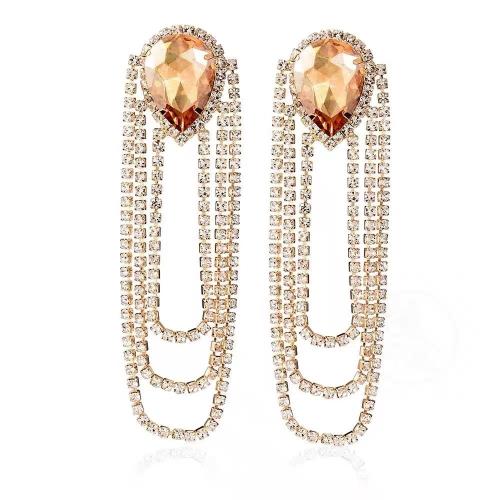 Boucles d'oreilles pendantes en laiton, bijoux de mode & pour femme & avec strass, plus de couleurs à choisir, Vendu par paire