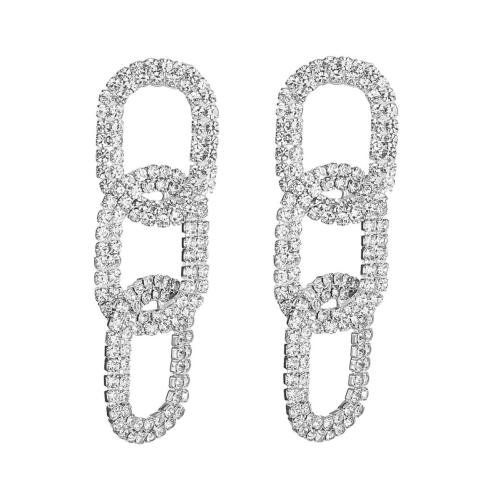 Koper legering Drop Earring, mode sieraden & voor vrouw & met strass, meer kleuren voor de keuze, Verkocht door pair