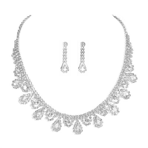 Brass Nakit Set, Mesing, modni nakit & za žene & s Rhinestone, više boja za izbor, Prodano By Set