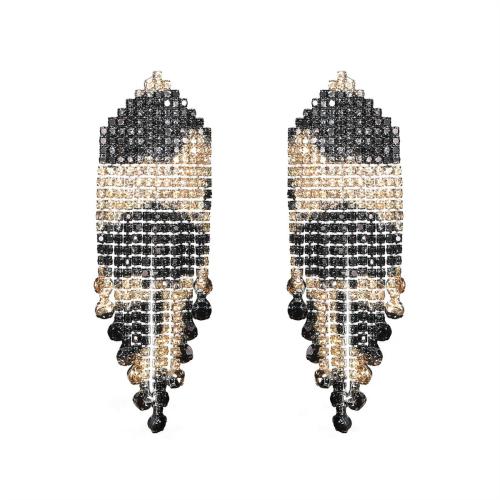 Brass Drop Earring fashion jewelry & for woman & with rhinestone Sold By Pair