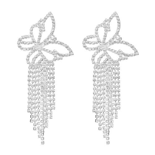 Brass Drop Earring fashion jewelry & for woman & with rhinestone Sold By Pair