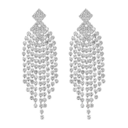 Brass Drop Earring fashion jewelry & for woman & with rhinestone Sold By Pair
