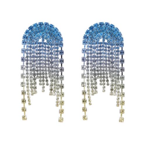 Boucles d'oreilles pendantes en laiton, bijoux de mode & pour femme & avec strass, plus de couleurs à choisir, Vendu par paire