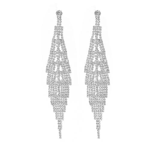 Boucles d'oreilles pendantes en laiton, bijoux de mode & pour femme & avec strass, plus de couleurs à choisir, Vendu par paire