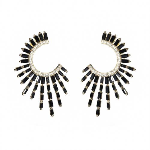 Brass Drop Earring with Glass fashion jewelry & for woman & with rhinestone Sold By Pair