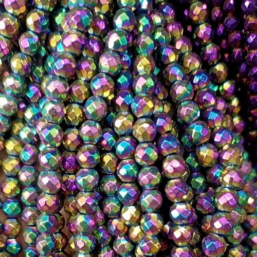 Coirníní jewelry Gemstone, Hematite, DIY, dathanna measctha, 4mm, Fad 18.5 cm, 2Snáithe/Lot, Díolta De réir Lot