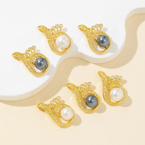 Rhinestone Brass Hängen, Mässing, med Shell Pearl, plated, DIY & med strass, fler färger för val, nickel, bly och kadmium gratis, Säljs av PC