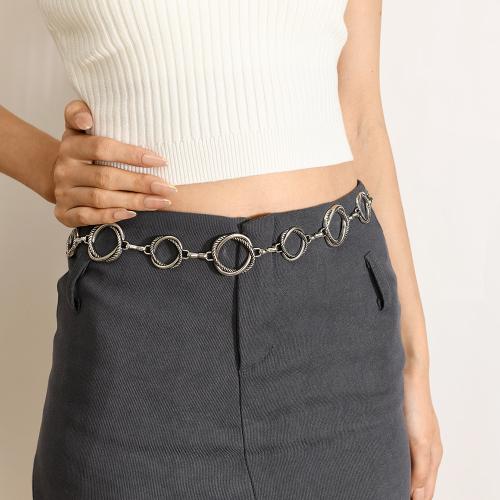 alliage de zinc chaîne de taille, avec fer, Placage, style folk & pour femme, argent, Longueur Environ 110 cm, Vendu par PC