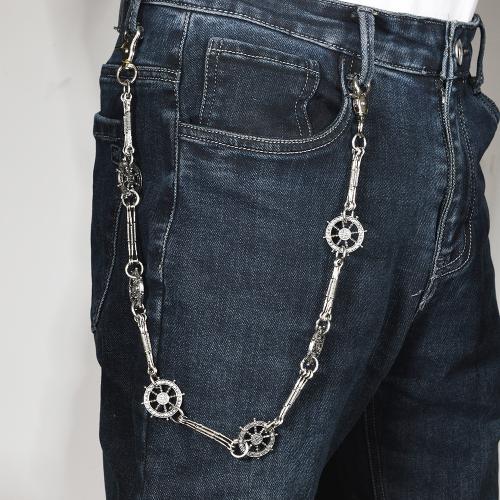 alliage de zinc chaîne de taille, avec fer, Placage, le style de punk & unisexe, argent, Longueur Environ 59 cm, Vendu par PC