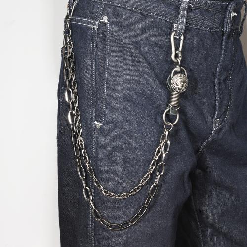 alliage de zinc chaîne de taille, avec fer, Placage, Double couche & le style de punk & unisexe, noire, Vendu par PC