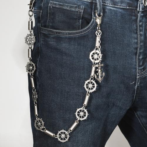 alliage de zinc chaîne de taille, avec fer, Placage, le style de punk & unisexe, argent, Longueur Environ 63 cm, Vendu par PC