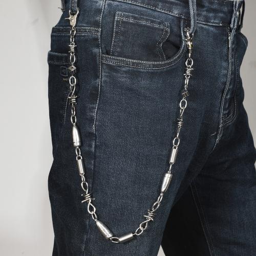 alliage de zinc chaîne de taille, avec fer, Placage, le style de punk & unisexe, argent, Longueur Environ 66 cm, Vendu par PC