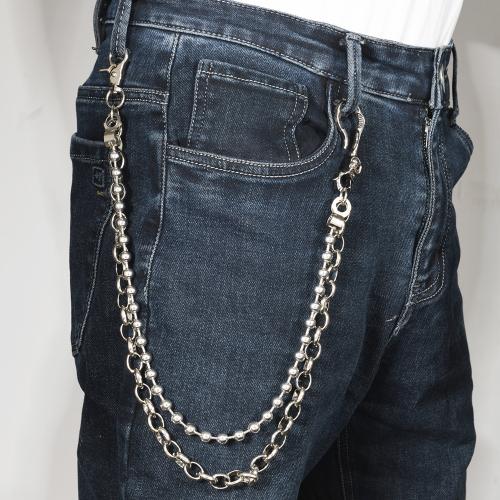 alliage de zinc chaîne de taille, avec fer, Placage, Double couche & le style de punk & unisexe, argent, Vendu par PC