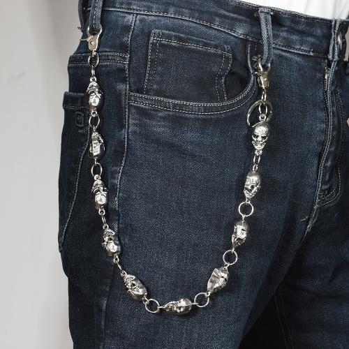 Zinc Alloy talje kæde, med Jern, Skull, forgyldt, Halloween Design & punk stil & Unisex, sølv, Længde Ca. 55 cm, Solgt af PC
