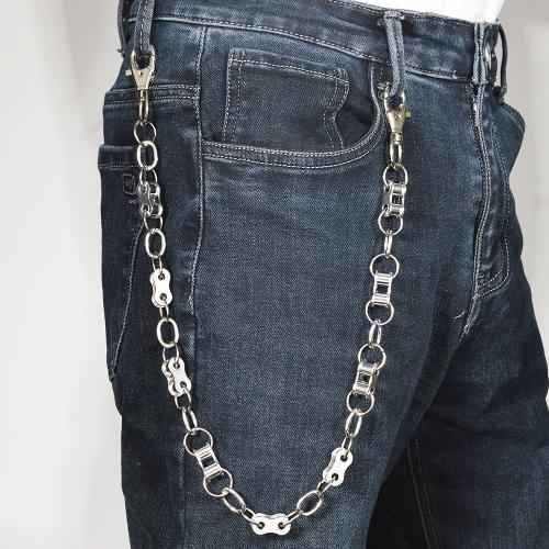 alliage de zinc chaîne de taille, avec fer, Placage, le style de punk & unisexe, argent, Longueur Environ 62 cm, Vendu par PC