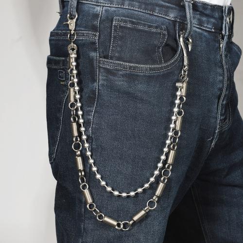 alliage de zinc chaîne de taille, avec fer, Placage, Double couche & le style de punk & unisexe, argent, Longueur Environ 62 cm, Vendu par PC