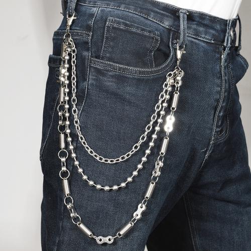 alliage de zinc chaîne de taille, avec fer, Placage, trois couches & le style de punk & unisexe, argent, Vendu par PC