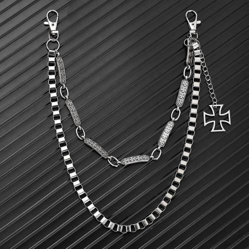 alliage de zinc chaîne de taille, avec fer, Placage, Double couche & le style de punk & unisexe, argent, Vendu par PC