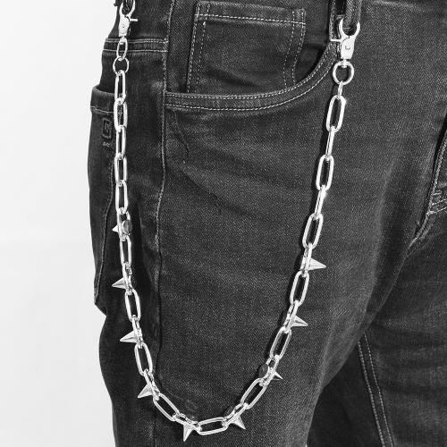 alliage de zinc chaîne de taille, avec fer, Placage, le style de punk & unisexe, argent, Longueur Environ 61 cm, Vendu par PC