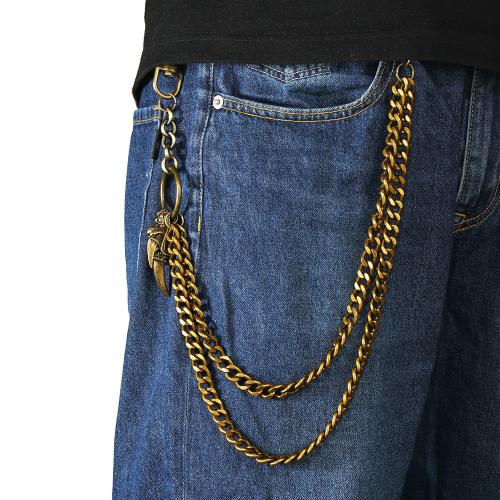 alliage de zinc chaîne de taille, avec fer, Griffe, la couleur plaquée laiton antique, Double couche & le style de punk & pour homme, Vendu par PC