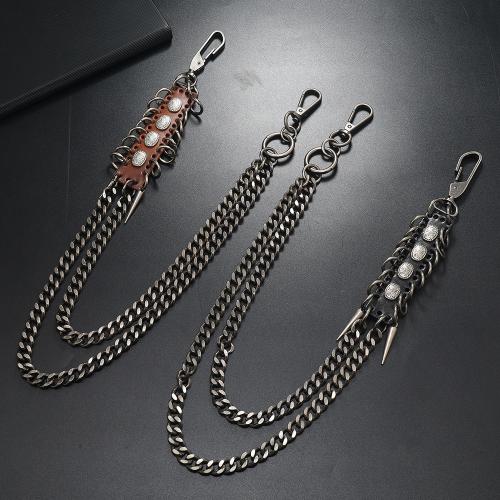 Zinek pas řetěz, s Kravské kůže & Železo, á, Dvojitá vrstva & Punk styl & unisex, více barev na výběr, Prodáno By PC