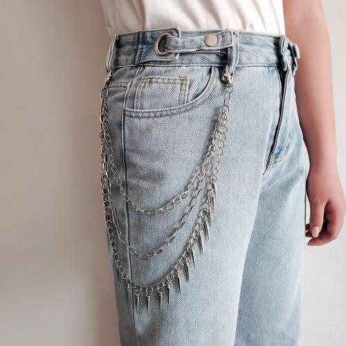 Sinc Alloy slabhra waist, le Copper Brataithe Plaisteacha & Iarann, plátáilte, Ciseal Dúbailte & stíl Punc & unisex, airgid, Díolta De réir PC