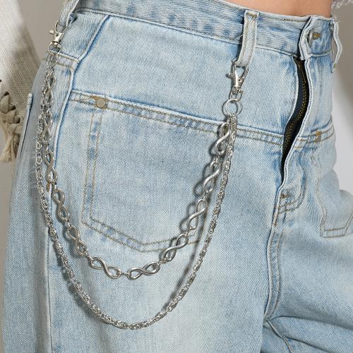 alliage de zinc chaîne de taille, avec fer, Placage, Double couche & le style de punk & unisexe, argent, Vendu par PC