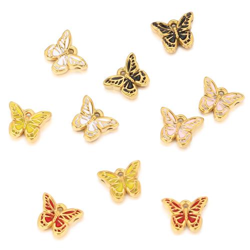 Acciaio inossidabile Animal Ciondoli, 304 acciaio inox, Farfalla, placcato color oro, DIY & smalto, nessuno, 5PC/borsa, Venduto da borsa