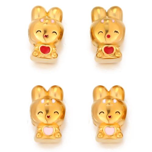 Edelstahl-Beads, 304 Edelstahl, Hase, goldfarben plattiert, DIY & Emaille, keine, verkauft von PC