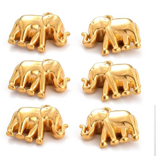 Rostfritt stål Smycken Hängen, 304 rostfritt stål, Elefant, guldfärg pläterade, DIY, fler färger för val, 5PC/Bag, Säljs av Bag