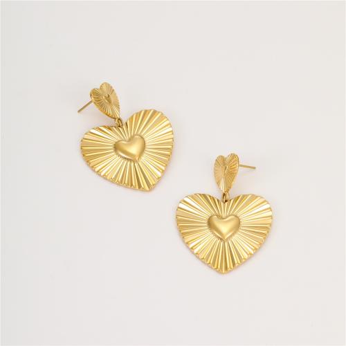 Stainless Steel Drop Earring 304 Stainless Steel Heart plated fashion jewelry & for woman Sold By Pair