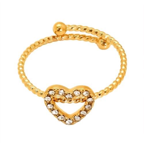 Rozsdamentes acél Finger Ring, 304 rozsdamentes acél, 18K aranyozott, különböző stílusokat a választás & mikro egyengetni cirkónia & a nő, Által értékesített PC