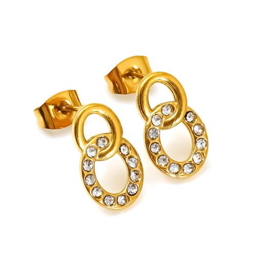 Stainless Steel Stud fülbevaló, 304 rozsdamentes acél, 18K aranyozott, különböző stílusokat a választás & mikro egyengetni cirkónia & a nő, Által értékesített pár