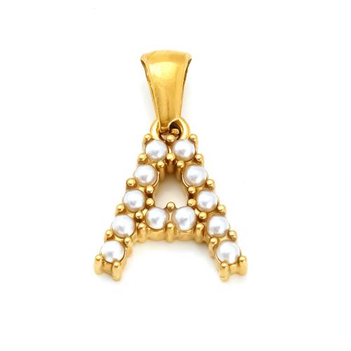 Cruach dhosmálta pendants Litir, 304 Cruach dhosmálta, le Pearl Plaisteacha, Litir Aibítir, 18K ór plátáilte, DIY & stíleanna éagsúla do rogha, Díolta De réir PC