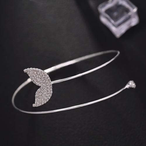 Messing Armbanden, met Koper legering, plated, mode sieraden & voor vrouw & met strass, zilver, Verkocht door PC