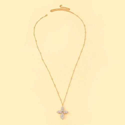 Messing halskettingen, Koper legering, plated, mode sieraden & voor vrouw & met strass, meer kleuren voor de keuze, Verkocht door PC